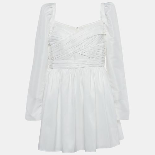 Self-Portrait White Taffeta Pleated Mini Dress M - Self-Portrait - Modalova