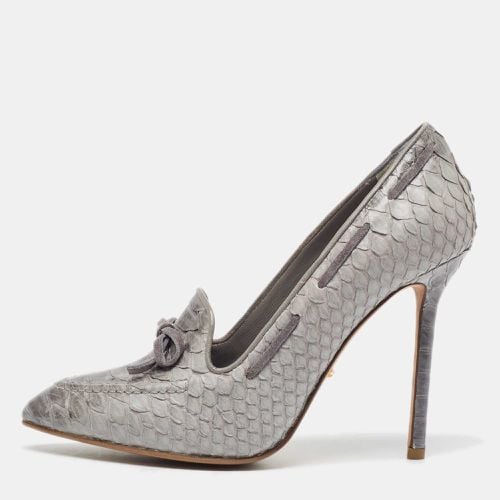 Sergio Rossi Grey Python Bow Loafer Pumps Size 38.5 - Sergio Rossi - Modalova