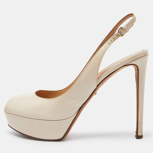 Sergio Rossi Cream Patent Leather Slingback Platform Pumps Size 39.5 - Sergio Rossi - Modalova