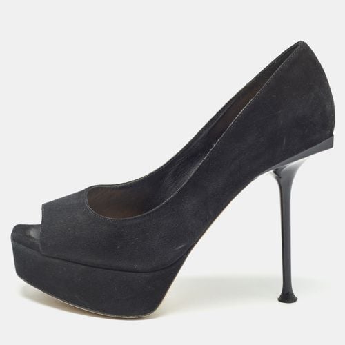 Sergio Rossi Black Suede Open Toe Platform Pumps Size 36 - Sergio Rossi - Modalova