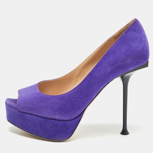 Sergio Rossi Purple Suede Open Toe Platform Pumps Size 35.5 - Sergio Rossi - Modalova