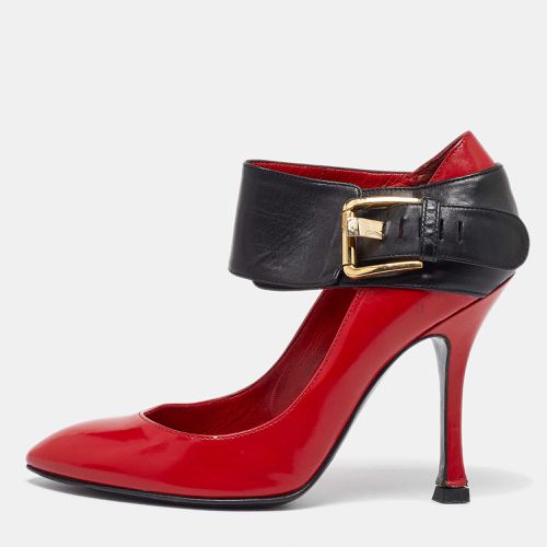 Sergio Rossi Red/Black Leather Buckle Ankle Cuff Pointed Toe Pumps Size 35.5 - Sergio Rossi - Modalova