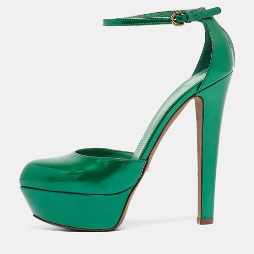 Sergio Rossi Green Patent Leather Ankle Strap Platform Pumps Size 36.5 - Sergio Rossi - Modalova