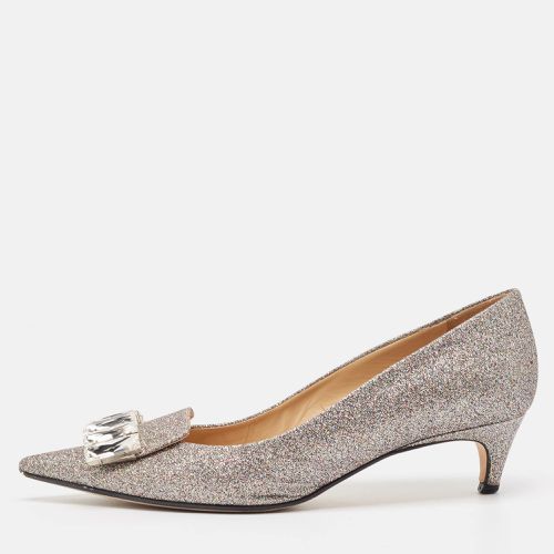 Sergio Rossi Metallic Glitter Crystal Embellished Pointed Toe Pumps 40 - Sergio Rossi - Modalova