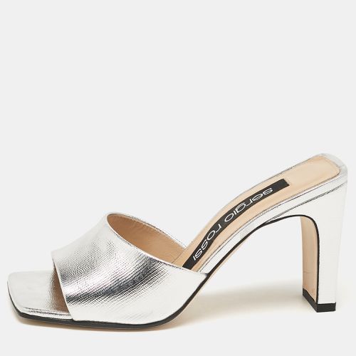 Sergio Rossi Silver Leather Slide Sandals Size 37 - Sergio Rossi - Modalova