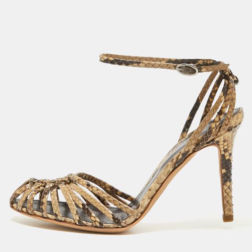 Python Leather Ankle Strap Sandals Size 37.5 - Sergio Rossi - Modalova