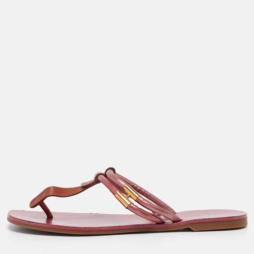 Sergio Rossi Purple/Brown Leather and PVC T Strap Flat Slides Size 39 - Sergio Rossi - Modalova