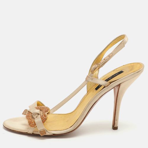 Sergio Rossi Beige Satin Embellished Slingback Sandals Size 41 - Sergio Rossi - Modalova