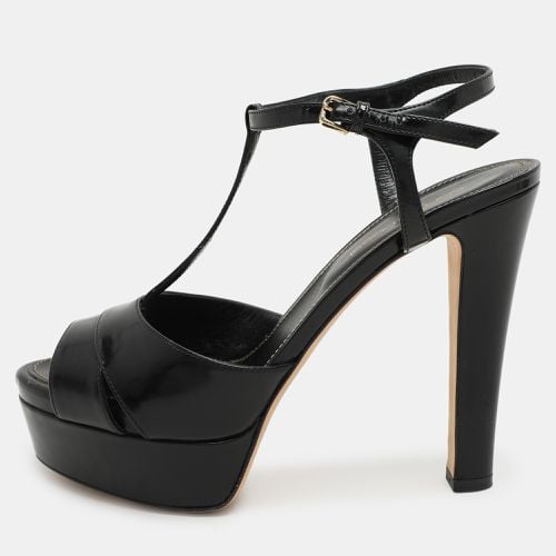 Sergio Rossi Black Leather Edwige Platform Ankle Strap Sandals Size 37 - Sergio Rossi - Modalova