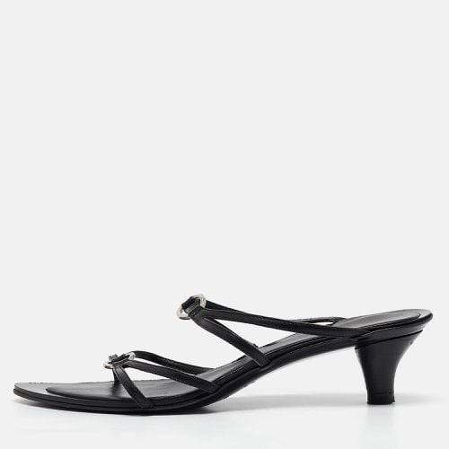 Sergio Rossi Black Leather Strappy Slide Sandals Size 41 - Sergio Rossi - Modalova