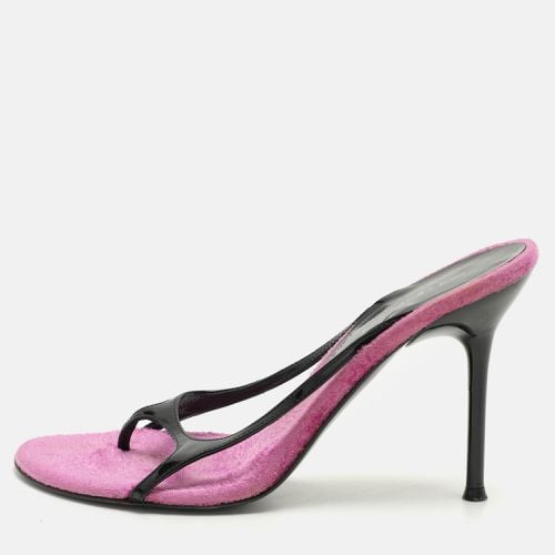 Sergio Rossi Black/Pink Patent Leather Slide Sandals Size 37.5 - Sergio Rossi - Modalova