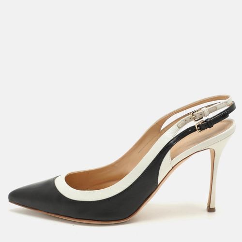 Sergio Rossi Black/White Leather Slingback Pumps Size 39.5 - Sergio Rossi - Modalova