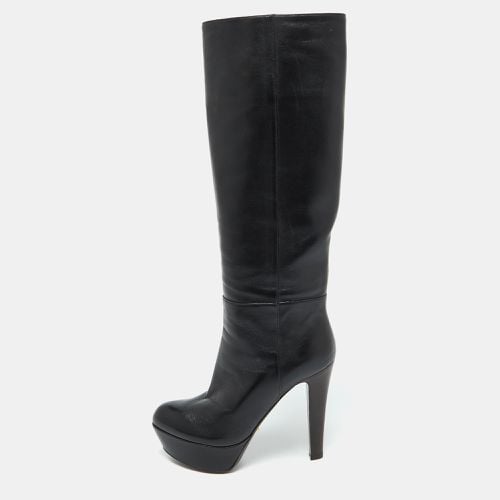 Sergio Rossi Black Leather Platform Over The Knee Boots Size 35 - Sergio Rossi - Modalova