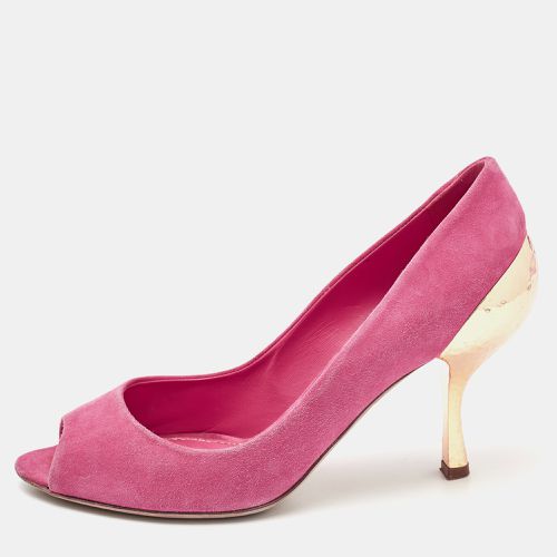 Sergio Rossi Pink Suede Peep Toe Pumps Size 37.5 - Sergio Rossi - Modalova