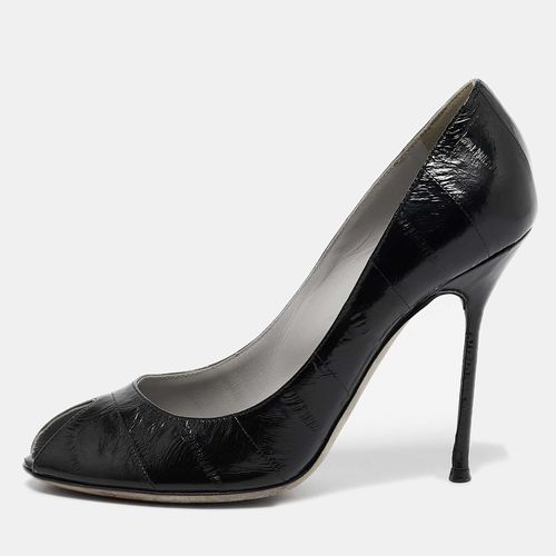 Eel Leather Peep Toe Pumps Size 37 - Sergio Rossi - Modalova