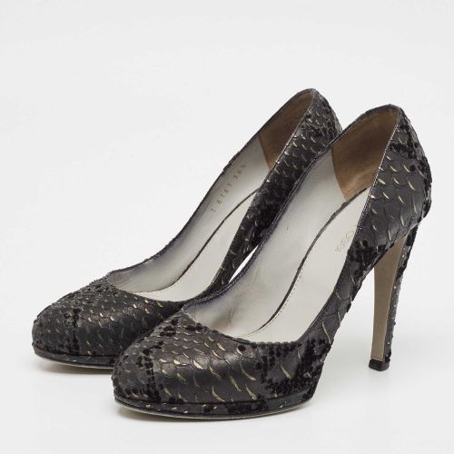 Python Embossed Leather Platform Pumps Size 36.5 - Sergio Rossi - Modalova