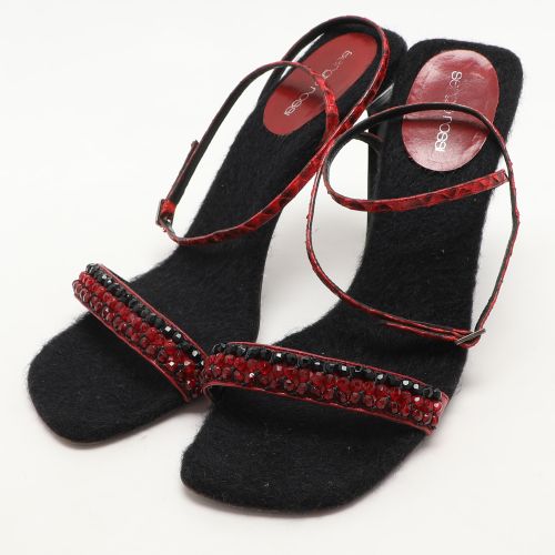 Size 40 Leather and Python Leather Ankle Strap Sandals - Sergio Rossi - Modalova