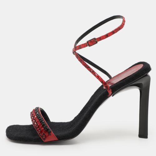 Size 40 Leather and Python Leather Ankle Strap Sandals - Sergio Rossi - Modalova