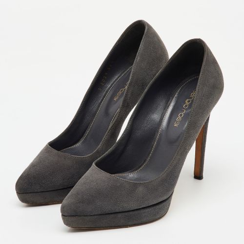 Dark Suede Pointed Toe Platform Pumps Size 36.5 - Sergio Rossi - Modalova