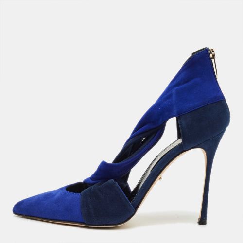 Sergio Rossi Blue/Navy Blue Suede Cut Out Pumps Size 36.5 - Sergio Rossi - Modalova