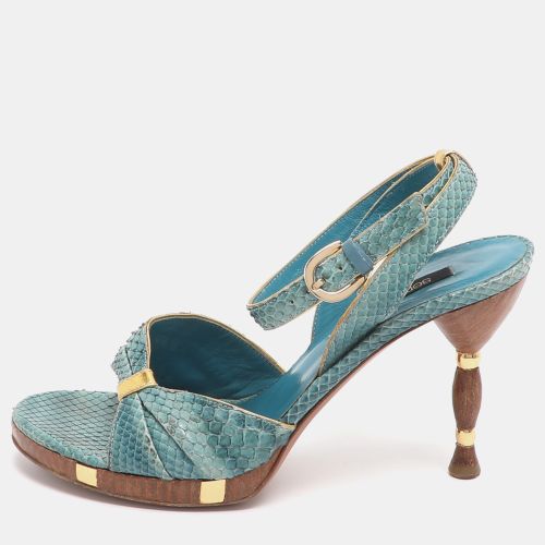 Size 37 Python Leather Ankle Strap Sandals - Sergio Rossi - Modalova