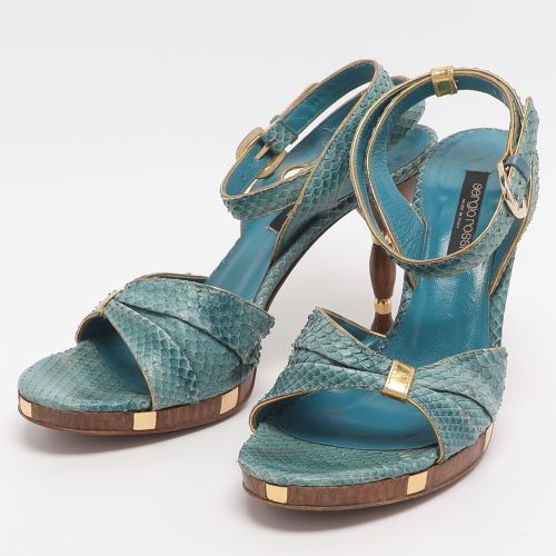 Size 37 Python Leather Ankle Strap Sandals - Sergio Rossi - Modalova