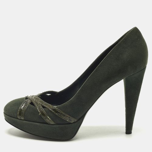 Size 38 Python Leather and Suede Platform Pumps - Sergio Rossi - Modalova