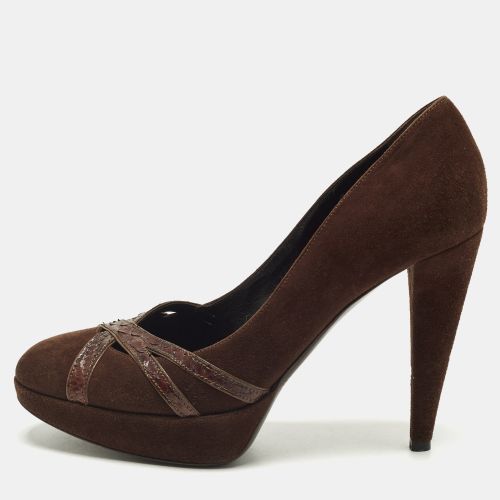 Size 38 Python Leather and Suede Platform Pumps - Sergio Rossi - Modalova
