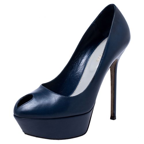 Sergio Rossi Blue Leather Peep Toe Platform Pumps Size 37 - Sergio Rossi - Modalova