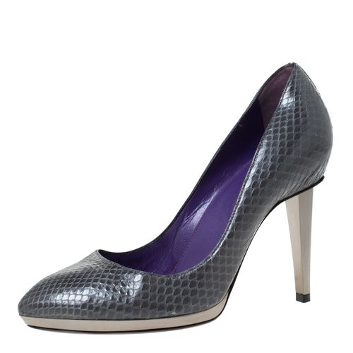 Sergio Rossi Grey Python Leather Pointed Toe Pumps Size 38 - Sergio Rossi - Modalova