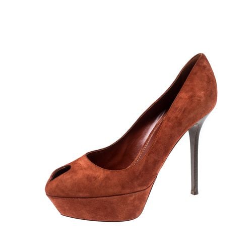 Sergio Rossi Dark Orange Suede Cachet Platform Pumps Size 39 - Sergio Rossi - Modalova