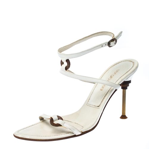 Sergio Rossi White Leather Ankle Strap Sandals Size 36.5 - Sergio Rossi - Modalova