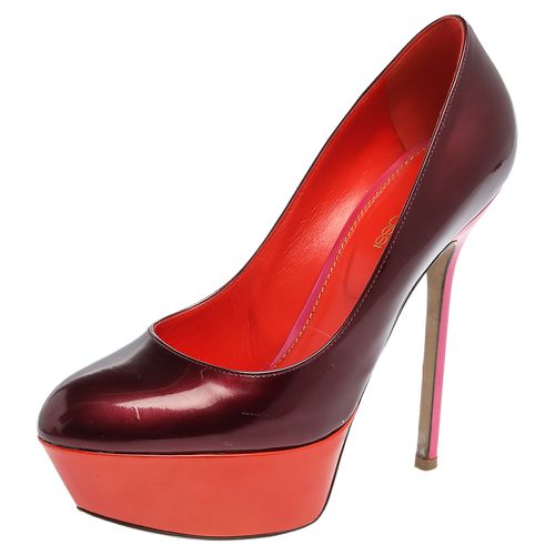 Sergio Rossi Burgundy/Orange Patent Leather Platform Pumps Size 36 - Sergio Rossi - Modalova