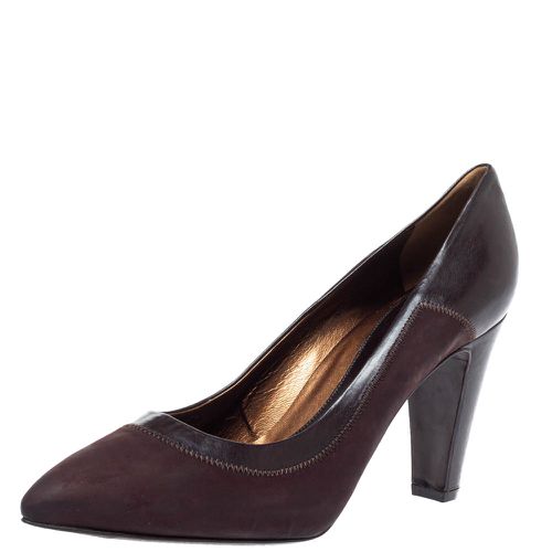 Sergio Rossi Brown Nubuck Leather Platform Pointed Toe Pumps Size 39.5 - Sergio Rossi - Modalova