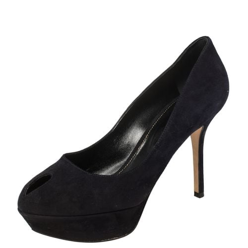 Navy Suede Peep Toe Platform Pumps Size 38.5 - Sergio Rossi - Modalova