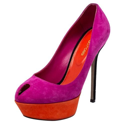 Sergio Rossi Purple/Orange Suede Peep Toe Pumps Size 37.5 - Sergio Rossi - Modalova