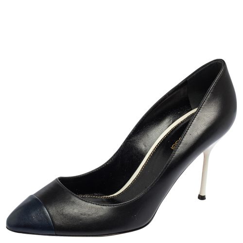 Sergio Rossi Black/Blue Leather Cap Toe Pumps Size 38 - Sergio Rossi - Modalova