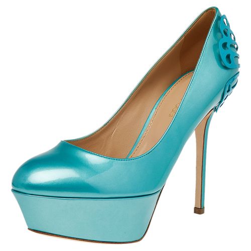 Sergio Rossi Green Patent Leather Butterfly Plaque Platform Pumps Size 36 - Sergio Rossi - Modalova