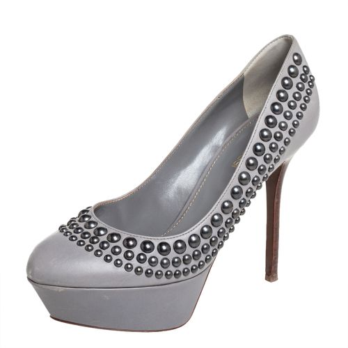 Sergio Rossi Grey Leather Studded Platform Pumps Size 37 - Sergio Rossi - Modalova