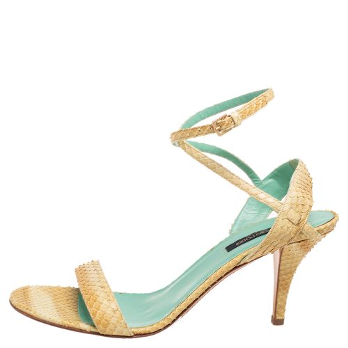 Python Leather Ankle Strap Sandals Size 41 - Sergio Rossi - Modalova