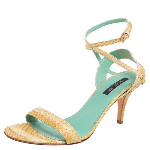 Python Leather Ankle Strap Sandals Size 41 - Sergio Rossi - Modalova