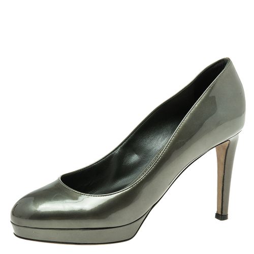 Sergio Rossi Hunter Green Patent Leather Round-Toe Platform Pumps Size 37.5 - Sergio Rossi - Modalova