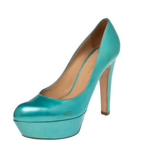 Sergio Rossi Blue Patent Leather Platform Pumps Size 36.5 - Sergio Rossi - Modalova