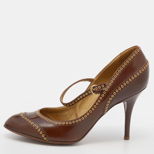 Sergio Rossi Brown Leather Eyelet Mary Jane Pumps Size 40 - Sergio Rossi - Modalova