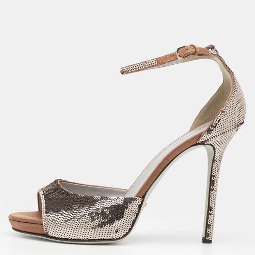 Sergio Rossi Metallic Sequins Ankle Strap Sandals Size 40.5 - Sergio Rossi - Modalova