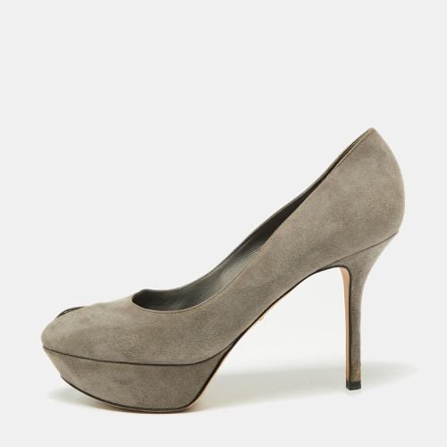 Sergio Rossi Grey Suede Peep Toe Platform Pumps Size 38.5 - Sergio Rossi - Modalova