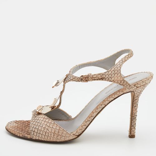 Sergio Rossi Beige Python T-Strap Sandals Size 37.5 - Sergio Rossi - Modalova