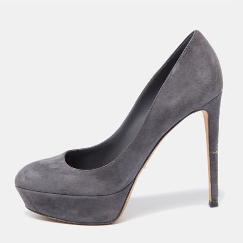 Sergio Rossi Grey Suede Leather Round Toe Platform Pumps Size 37.5 - Sergio Rossi - Modalova