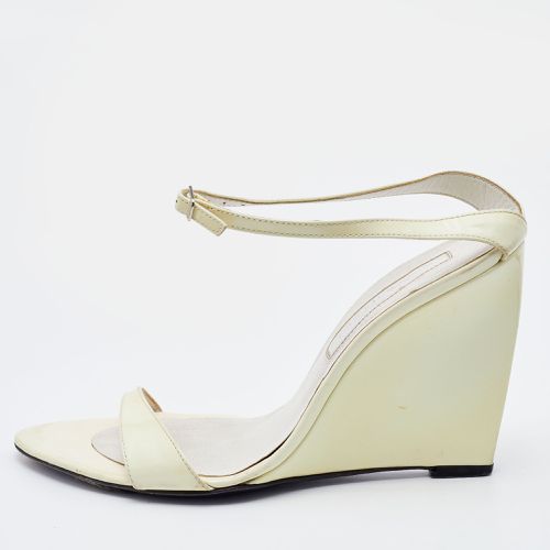 Sergio Rossi Off White Patent Leather Wedge Sandals Size 38 - Sergio Rossi - Modalova