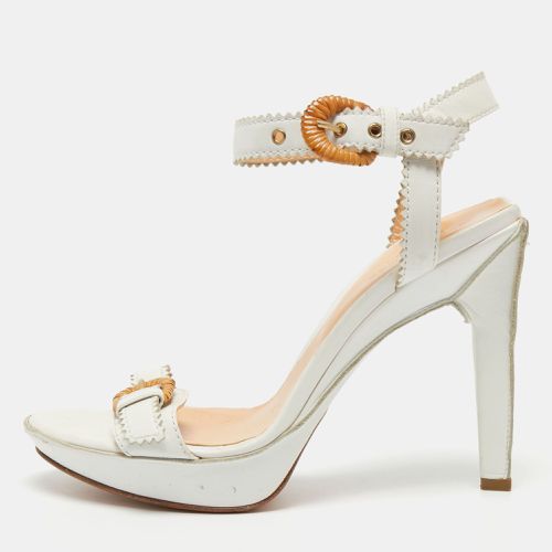 Sergio Rossi White Leather Buckle Toe Platform Sandals Size 38 - Sergio Rossi - Modalova